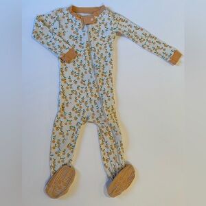 Burt's Bees Baby Peach Print Zipped Footie 18M VGUC